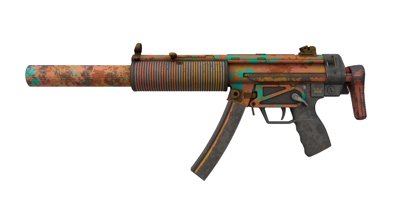 MP5-SD | Oxide Oasis (Well-Worn) — Dust II light, front