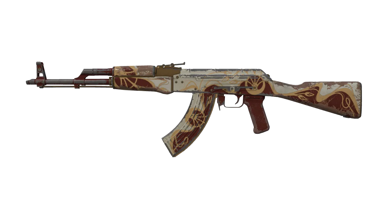 AK-47 | Nouveau Rouge (Well-Worn) — Dust II light, front
