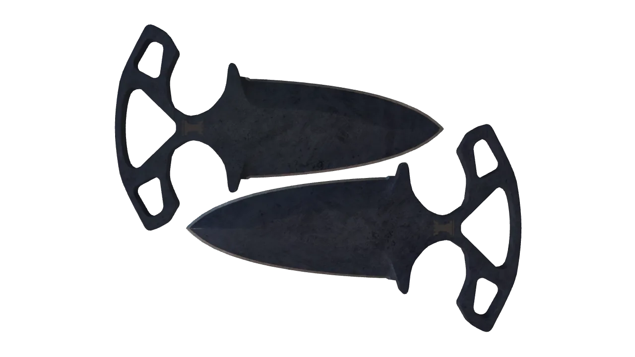 ★ Shadow Daggers | Blue Steel (Battle-Scarred) — Dust II light, front