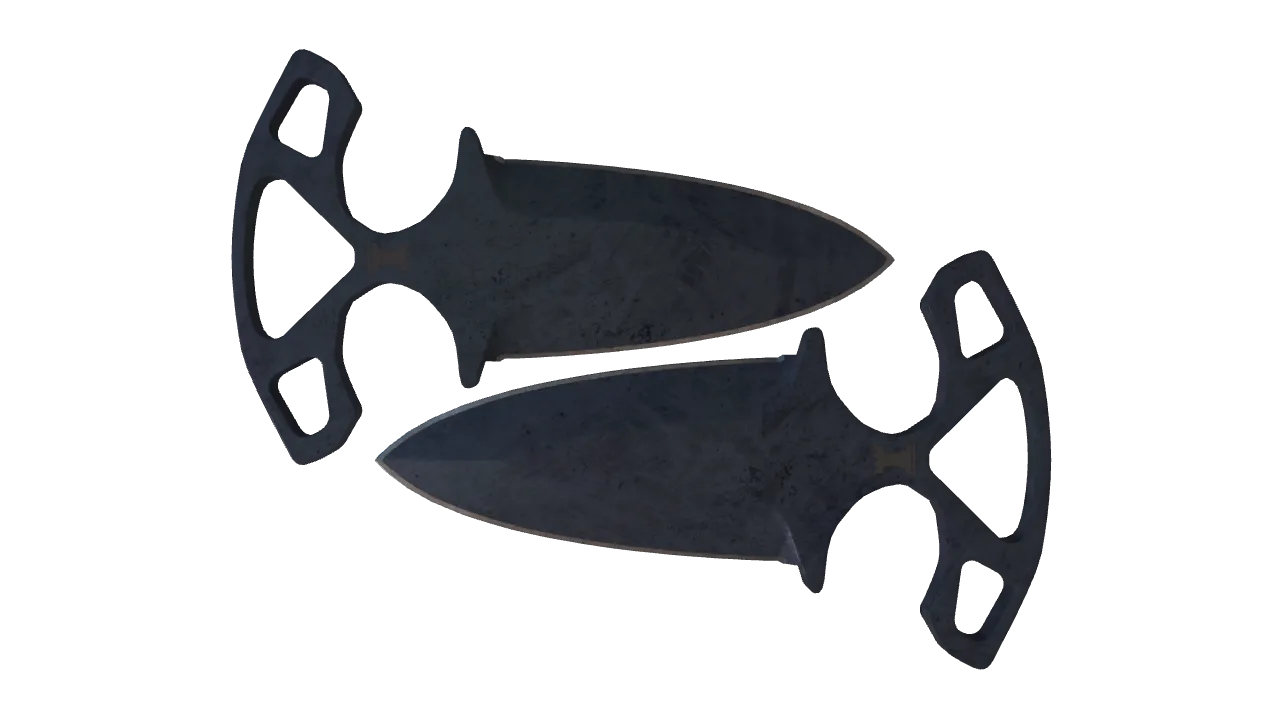 ★ Shadow Daggers | Blue Steel (Well-Worn) — Dust II light, front