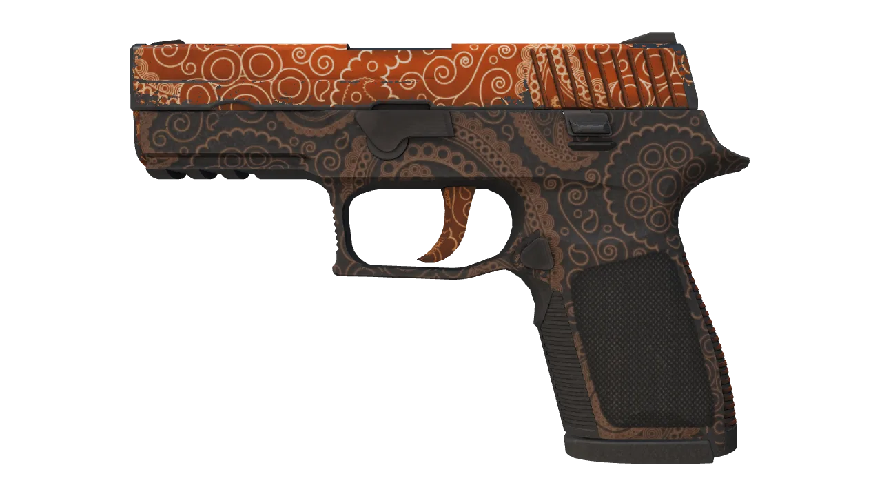 P250 | Mehndi (Well-Worn) — Dust II light, front