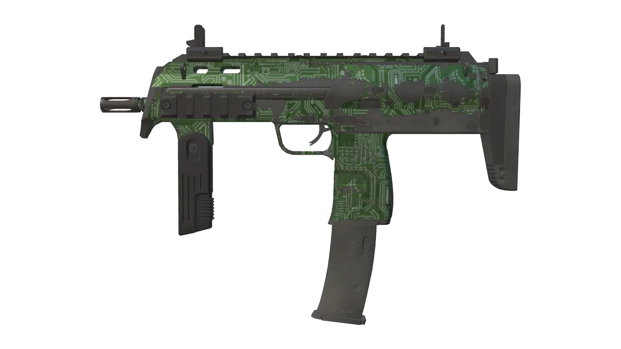 MP7 | Motherboard (Well-Worn) — Dust II light, front