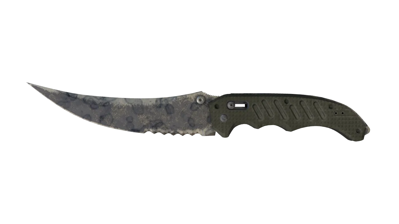 ★ Flip Knife | Stained (Battle-Scarred) — Dust II light, front