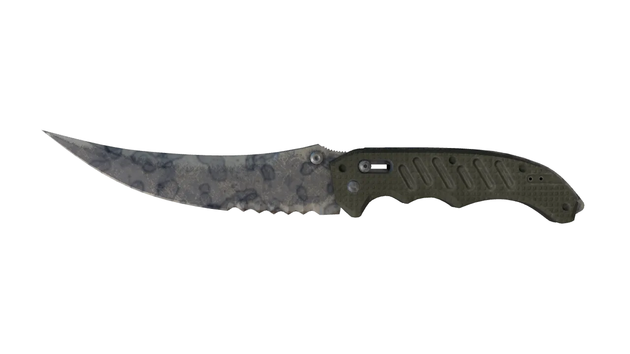 StatTrak™ ★ Flip Knife | Stained (Well-Worn) — Dust II light, front