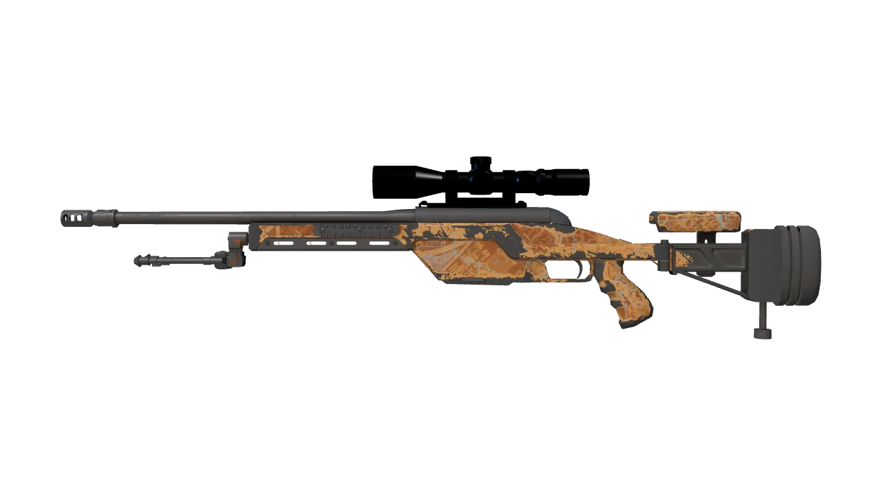 SSG 08 | Threat Detected (Well-Worn) — Dust II light, front