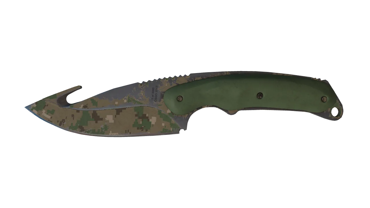 ★ Gut Knife | Forest DDPAT (Well-Worn) — Dust II light, front