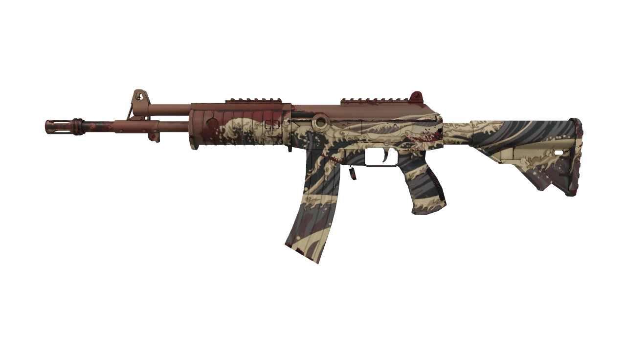 Galil AR | Crimson Tsunami (Minimal Wear) — Dust II light, front