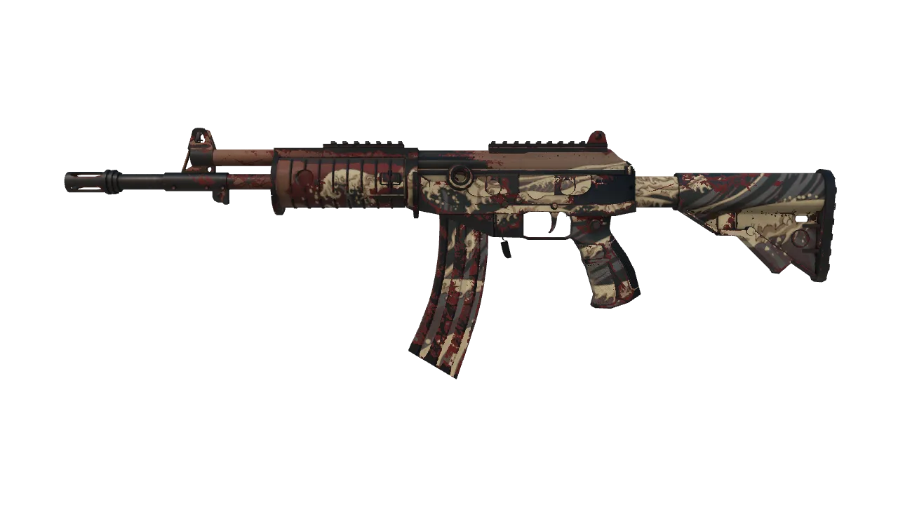 Souvenir Galil AR | Crimson Tsunami (Well-Worn) — Dust II light, front