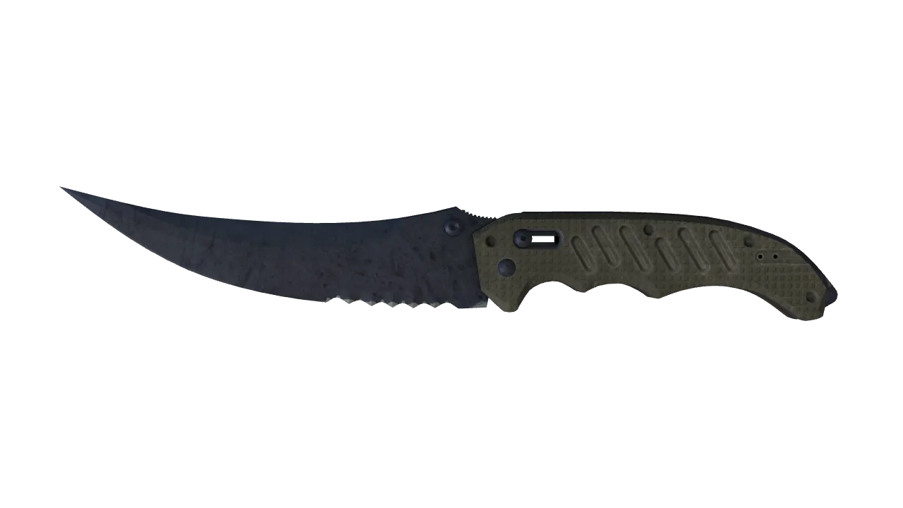 ★ Flip Knife | Blue Steel (Well-Worn) — Dust II light, front