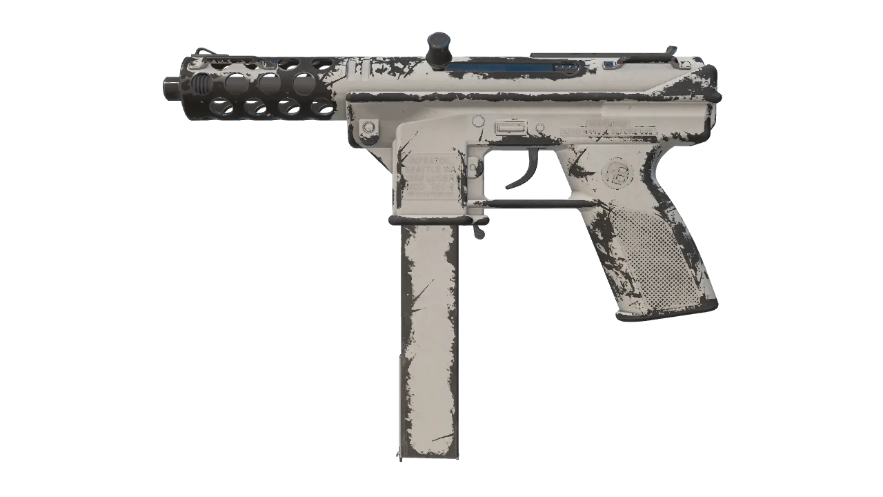 Tec-9 | Whiteout (Well-Worn) — Dust II light, front
