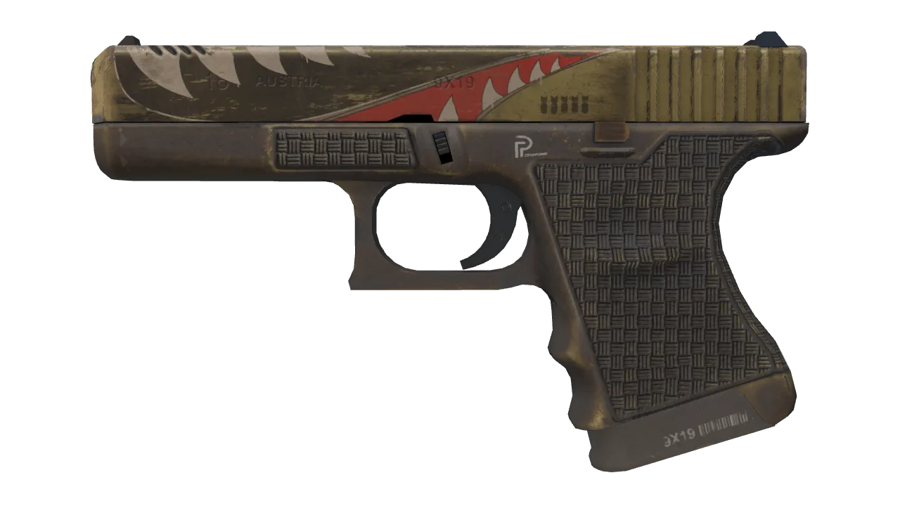 StatTrak™ Glock-18 | Warhawk (Well-Worn) — Dust II light, front