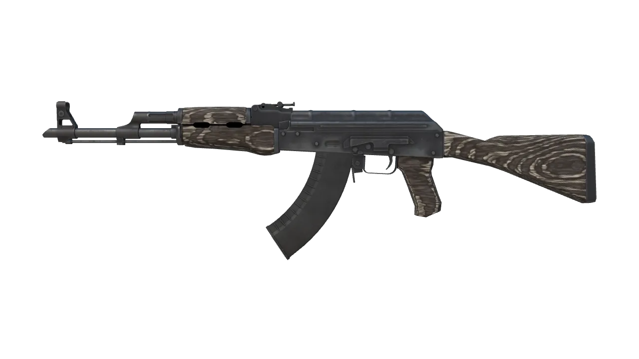 AK-47 | Black Laminate (Well-Worn) — Dust II light, front
