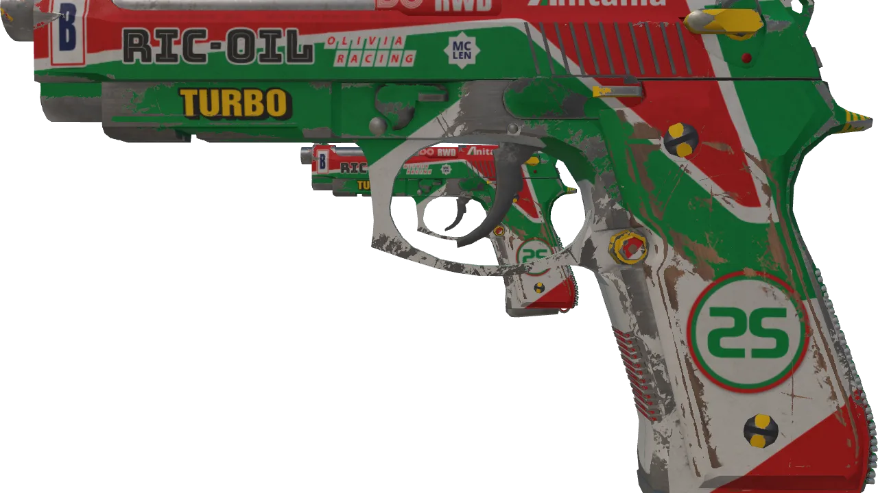 Souvenir Dual Berettas | Twin Turbo (Battle-Scarred) — Dust II light, front
