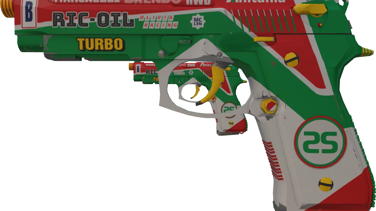 Dual Berettas | Twin Turbo (Field-Tested) — Dust II light, front