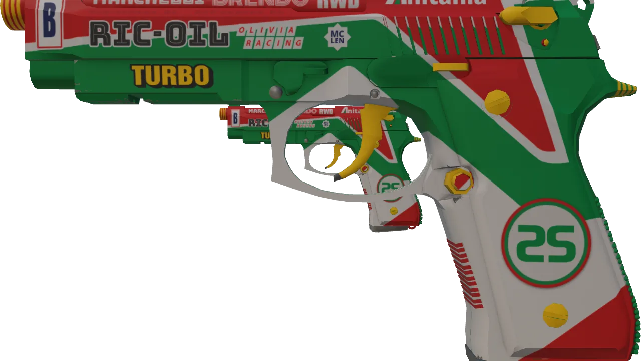 Souvenir Dual Berettas | Twin Turbo (Minimal Wear) — Dust II light, front