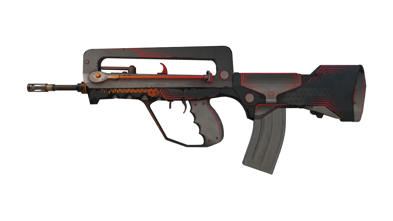 FAMAS | Valence (Battle-Scarred) — Dust II light, front