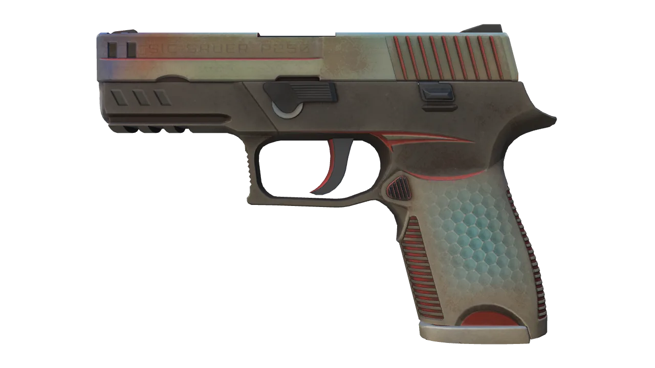 Souvenir P250 | Cyber Shell (Well-Worn) — Dust II light, front
