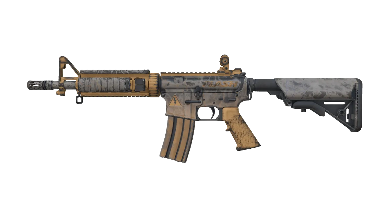 M4A4 | Sheet Lightning (Well-Worn) — Dust II light, front