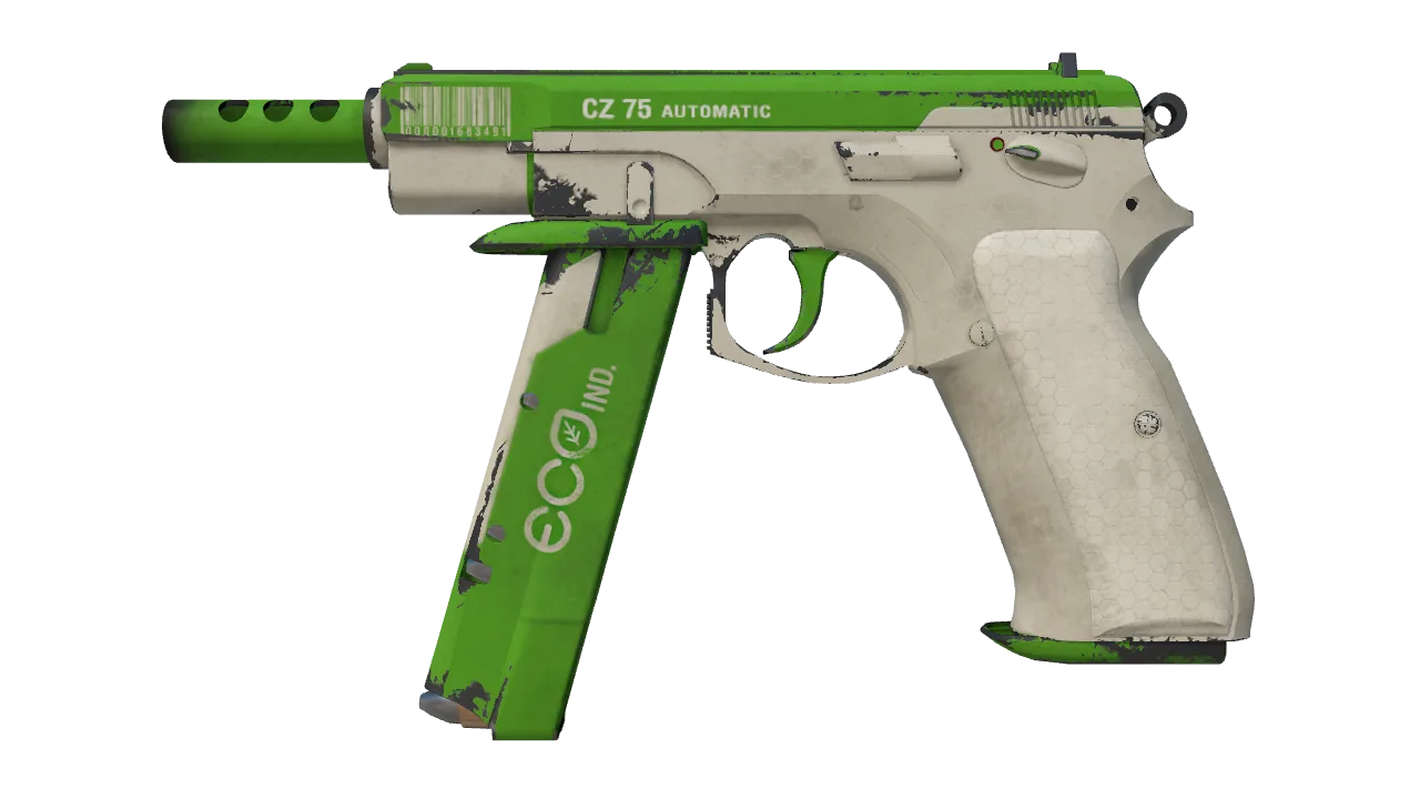 CZ75-Auto | Eco (Battle-Scarred) — Dust II light, front