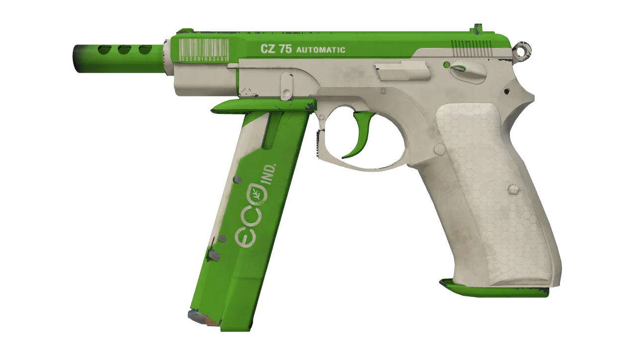 CZ75-Auto | Eco (Well-Worn) — Dust II light, front