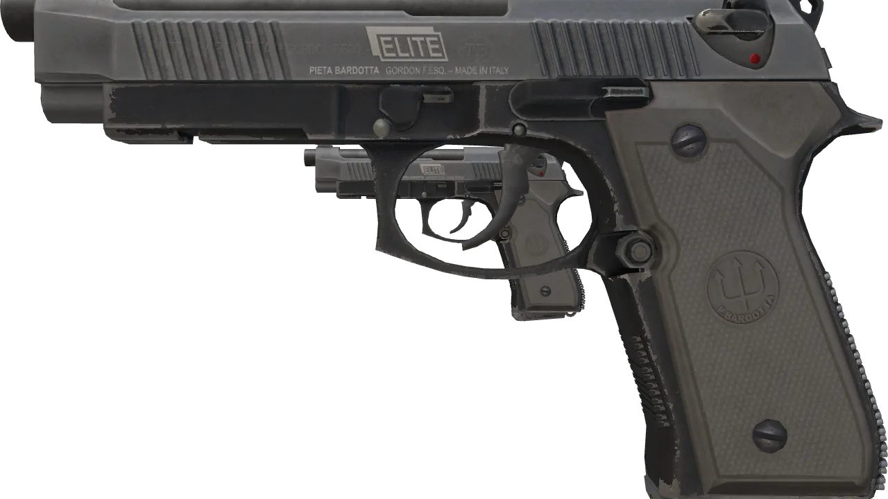 Dual Berettas | Elite 1.6 (Well-Worn) — Dust II light, front