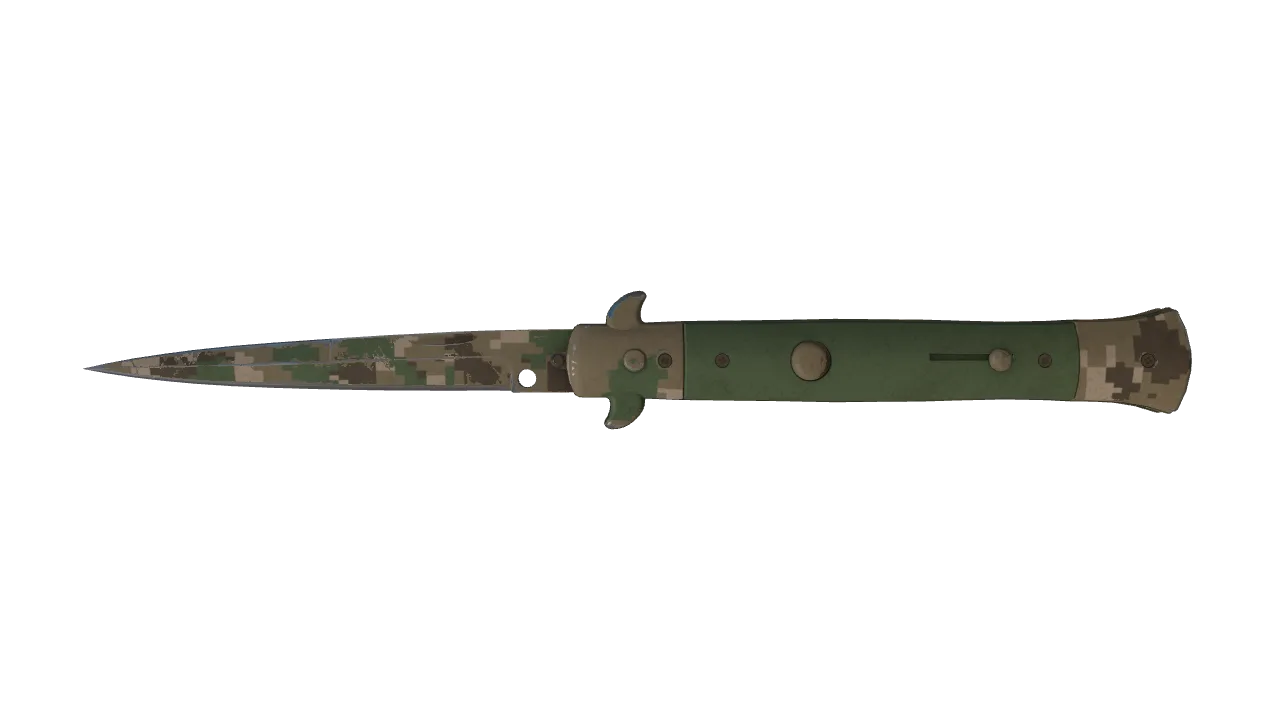 ★ Stiletto Knife | Forest DDPAT (Well-Worn) — Dust II light, front
