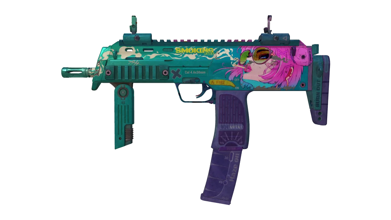 MP7 | Smoking Kills (Well-Worn) — Dust II light, front