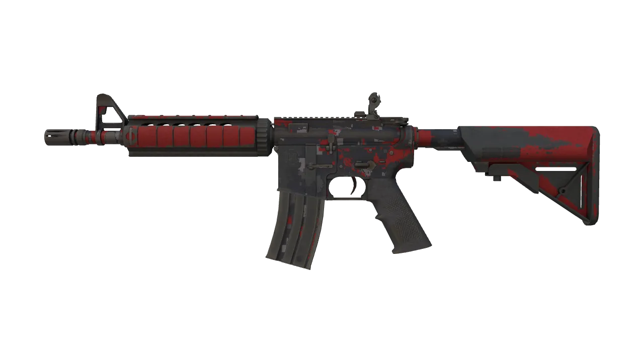 M4A4 | Red DDPAT (Well-Worn) — Dust II light, front