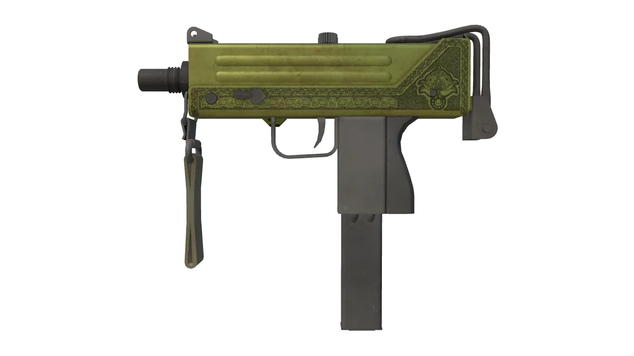MAC-10 | Graven (Field-Tested) — Dust II light, front