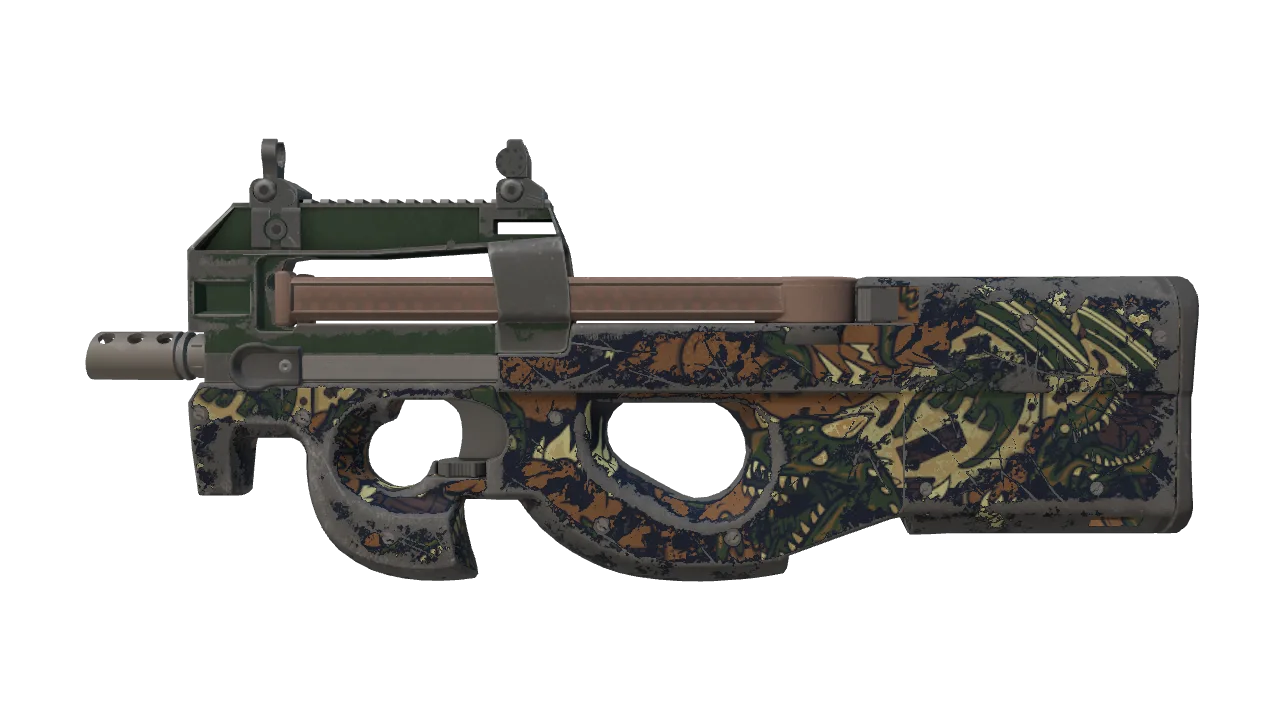 P90 | Cocoa Rampage (Well-Worn) — Dust II light, front