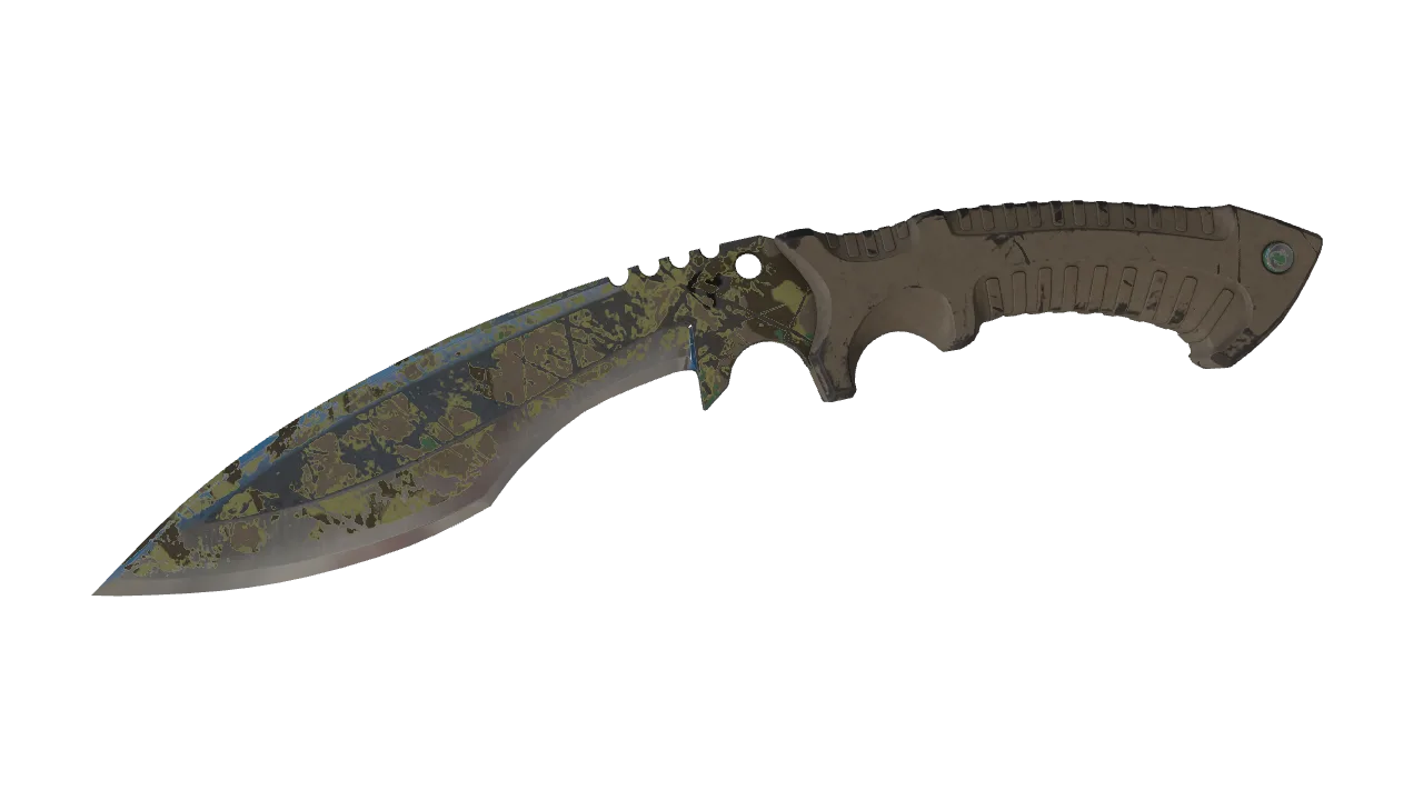 ★ Kukri Knife | Boreal Forest (Well-Worn) — Dust II light, front