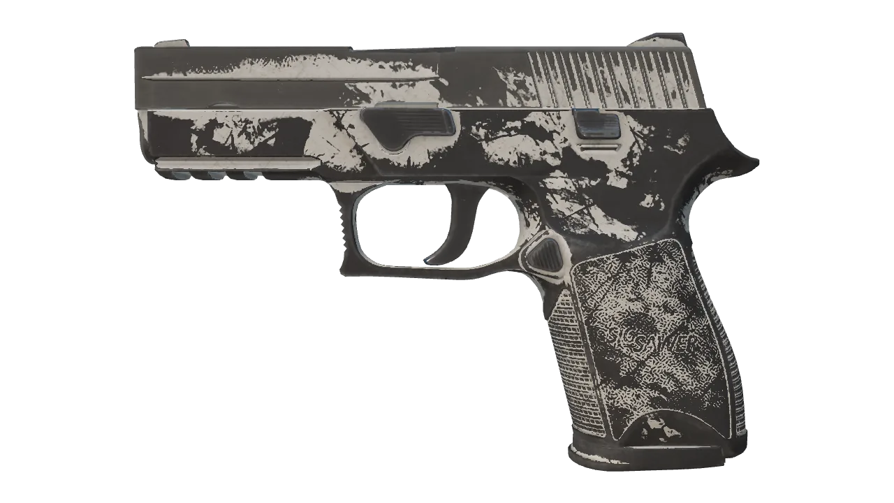 P250 | Whiteout (Battle-Scarred) — Dust II light, front
