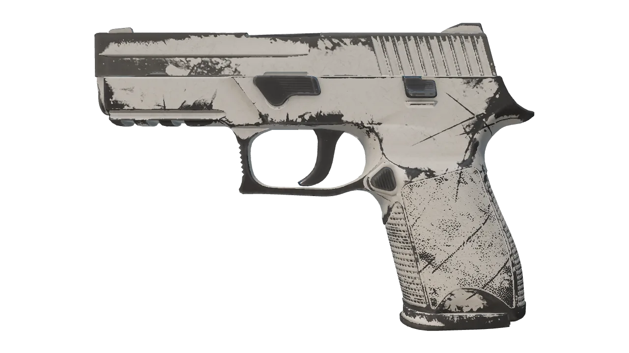P250 | Whiteout (Well-Worn) — Dust II light, front