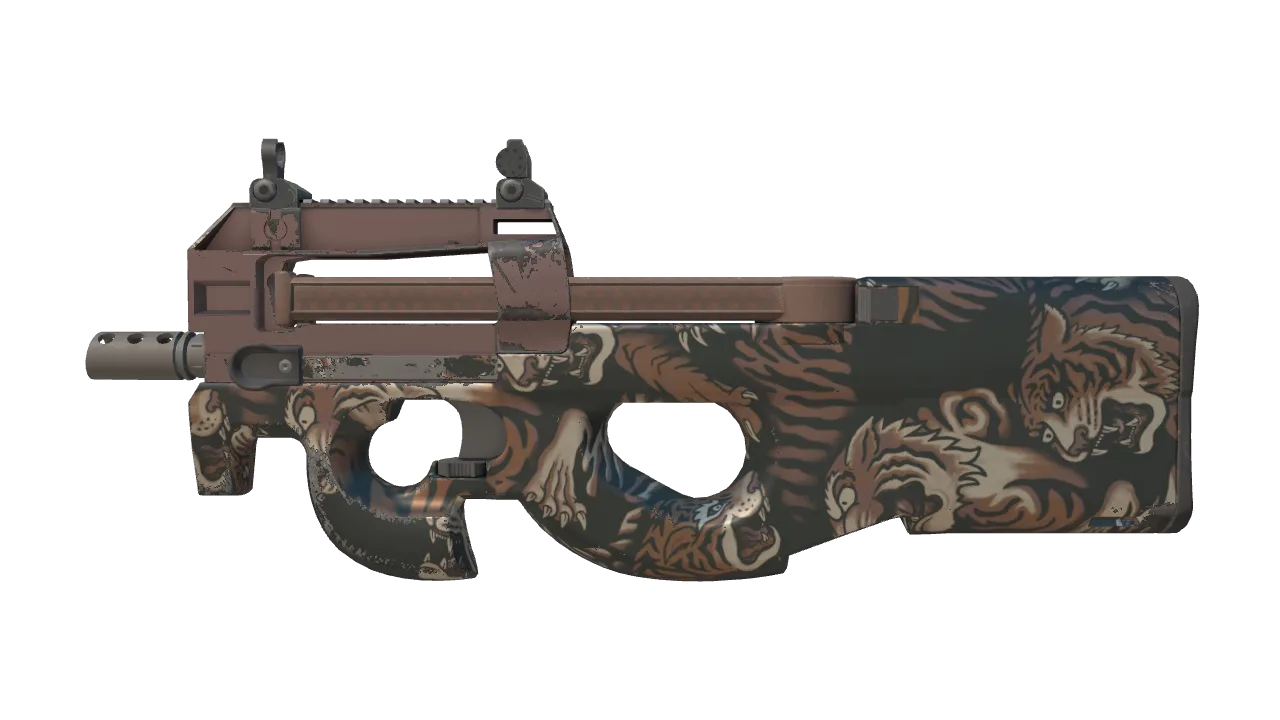 P90 | Tiger Pit (Minimal Wear) — Dust II light, front
