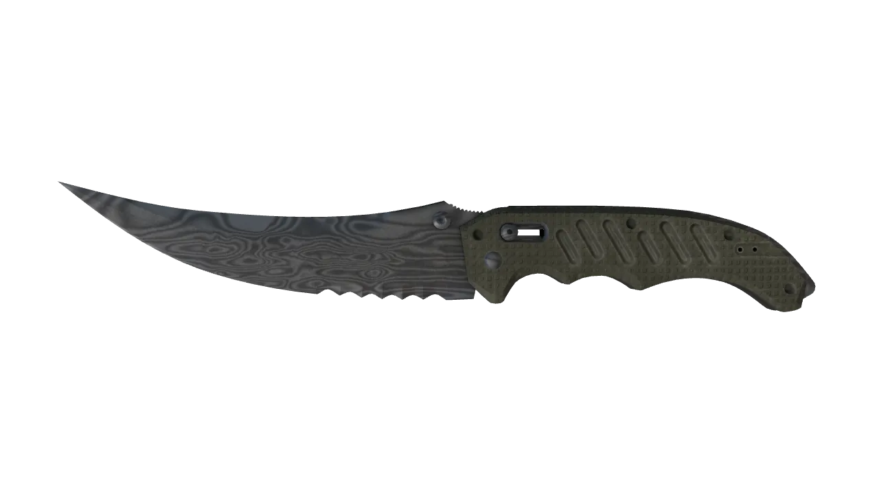 ★ Flip Knife | Damascus Steel (Battle-Scarred) — Dust II light, front