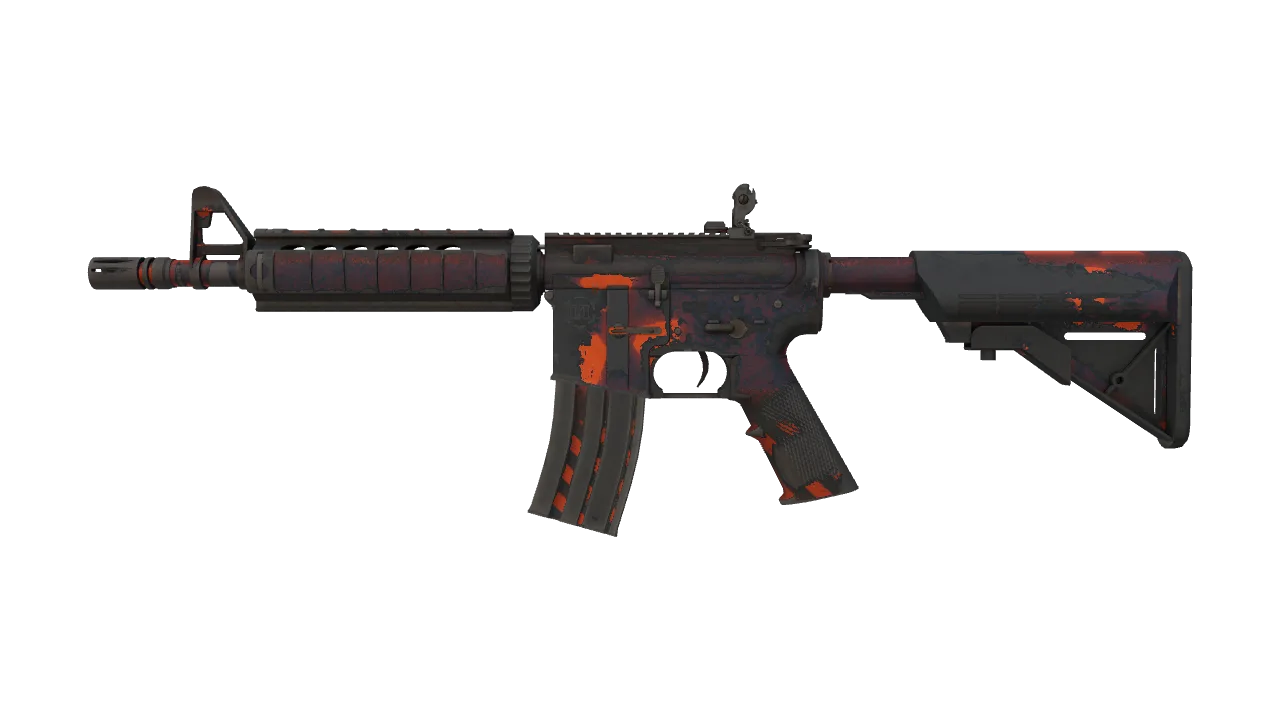 M4A4 | Radiation Hazard (Well-Worn) — Dust II light, front