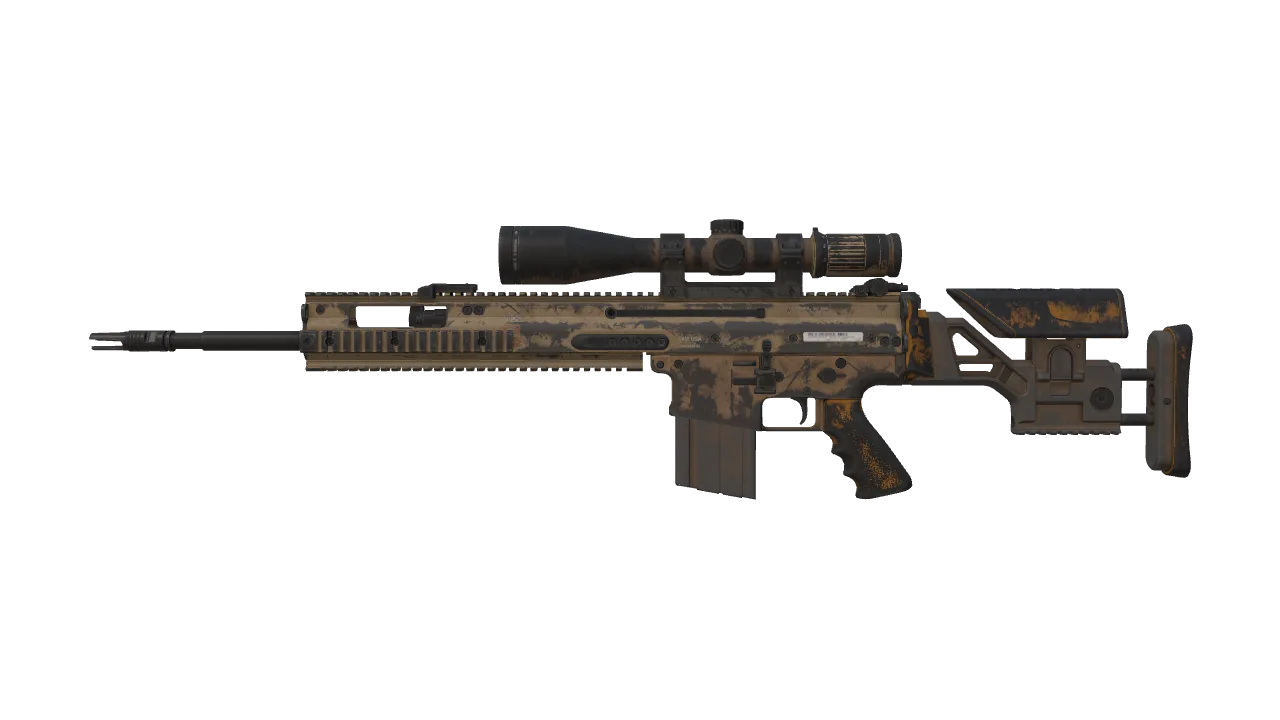 SCAR-20 | Short Ochre (Battle-Scarred) — Dust II light, front