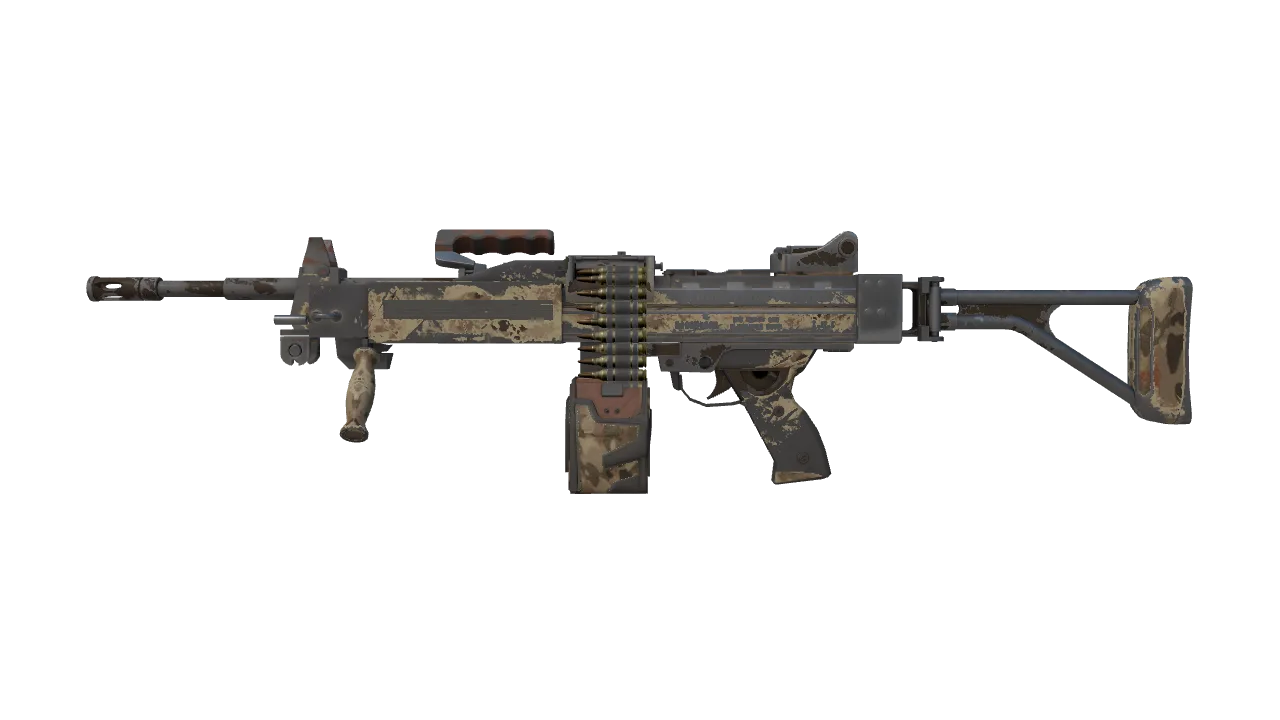Souvenir Negev | CaliCamo (Battle-Scarred) — Dust II light, front