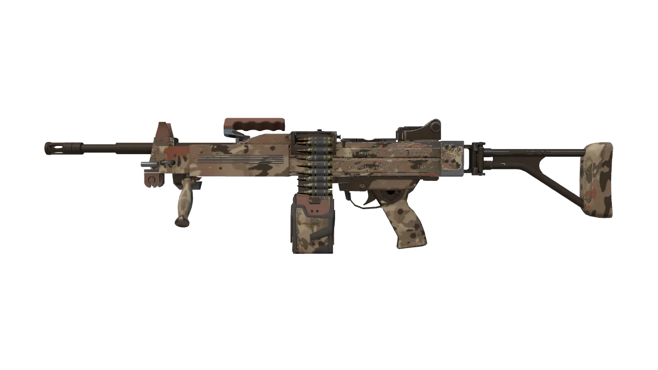 Souvenir Negev | CaliCamo (Minimal Wear) — Dust II light, front