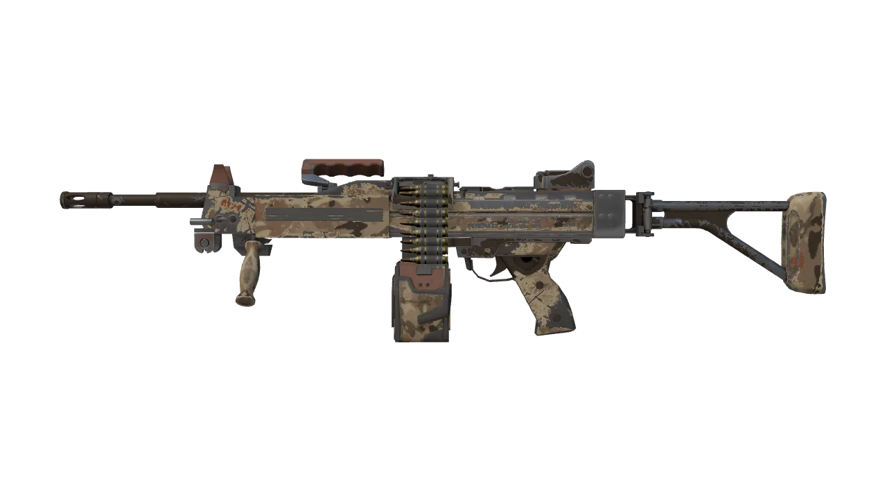 Negev | CaliCamo (Well-Worn) — Dust II light, front