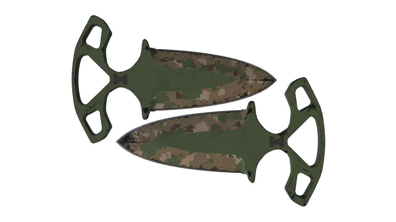 ★ Shadow Daggers | Forest DDPAT (Well-Worn) — Dust II light, front