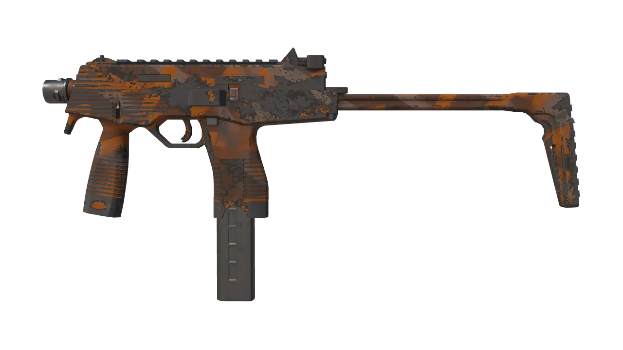 Souvenir MP9 | Orange Peel (Well-Worn) — Dust II light, front