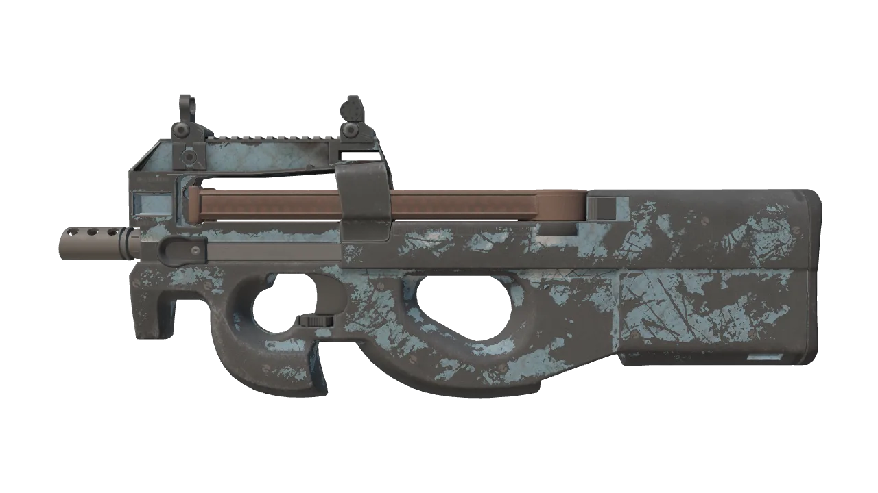 Souvenir P90 | Glacier Mesh (Battle-Scarred) — Dust II light, front