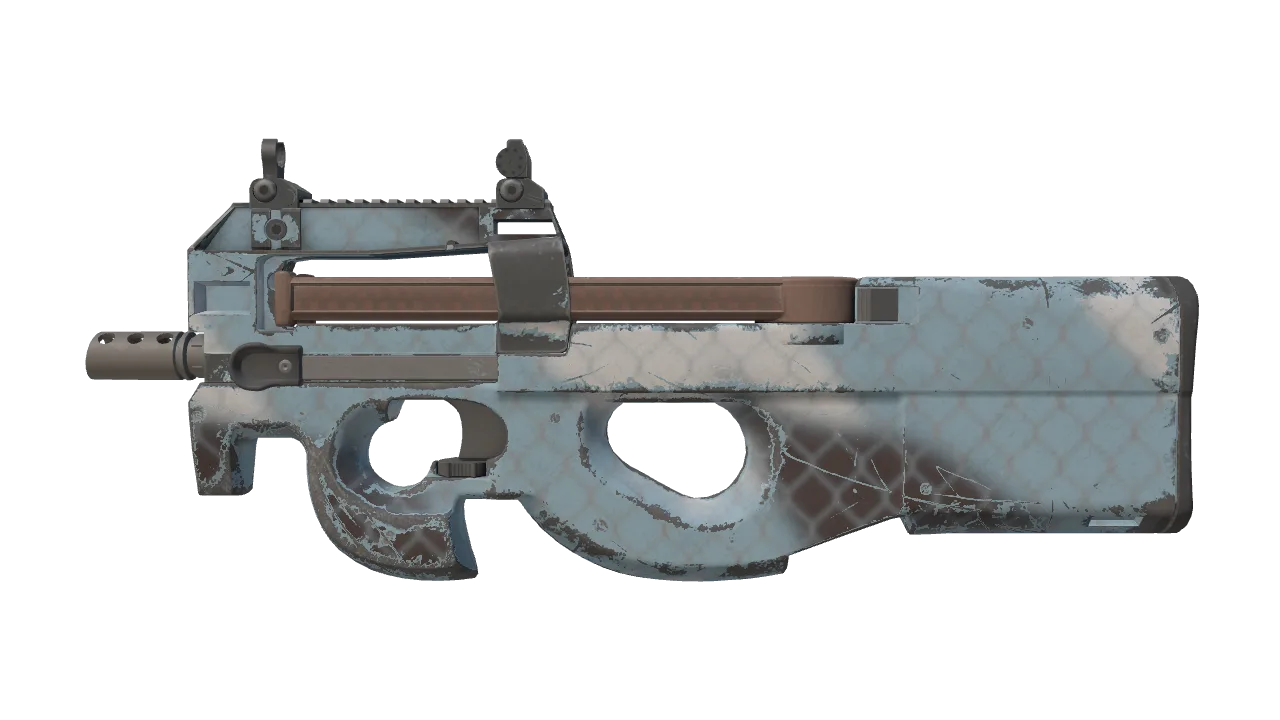 P90 | Glacier Mesh (Field-Tested) — Dust II light, front