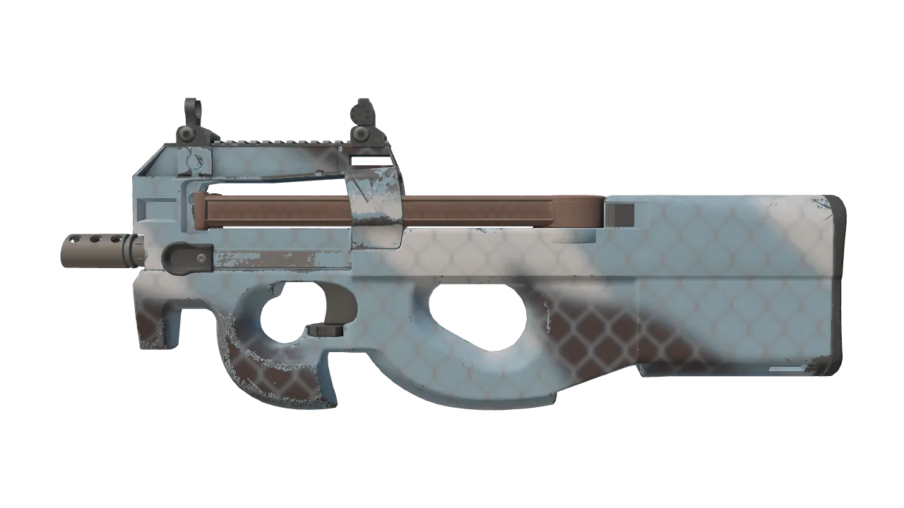 Souvenir P90 | Glacier Mesh (Minimal Wear) — Dust II light, front