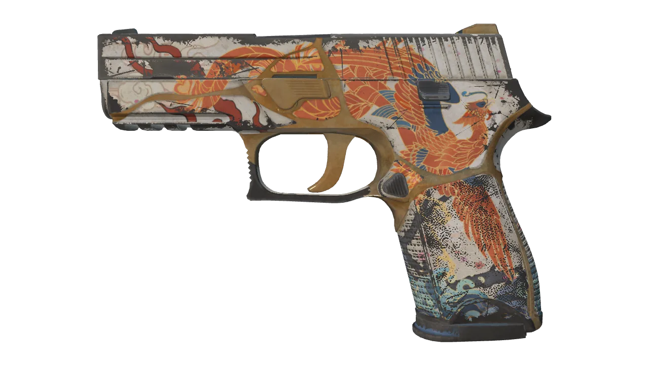 Souvenir P250 | Kintsugi (Well-Worn) — Dust II light, front