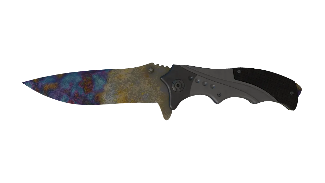 ★ Nomad Knife | Case Hardened (Battle-Scarred) — Dust II light, front