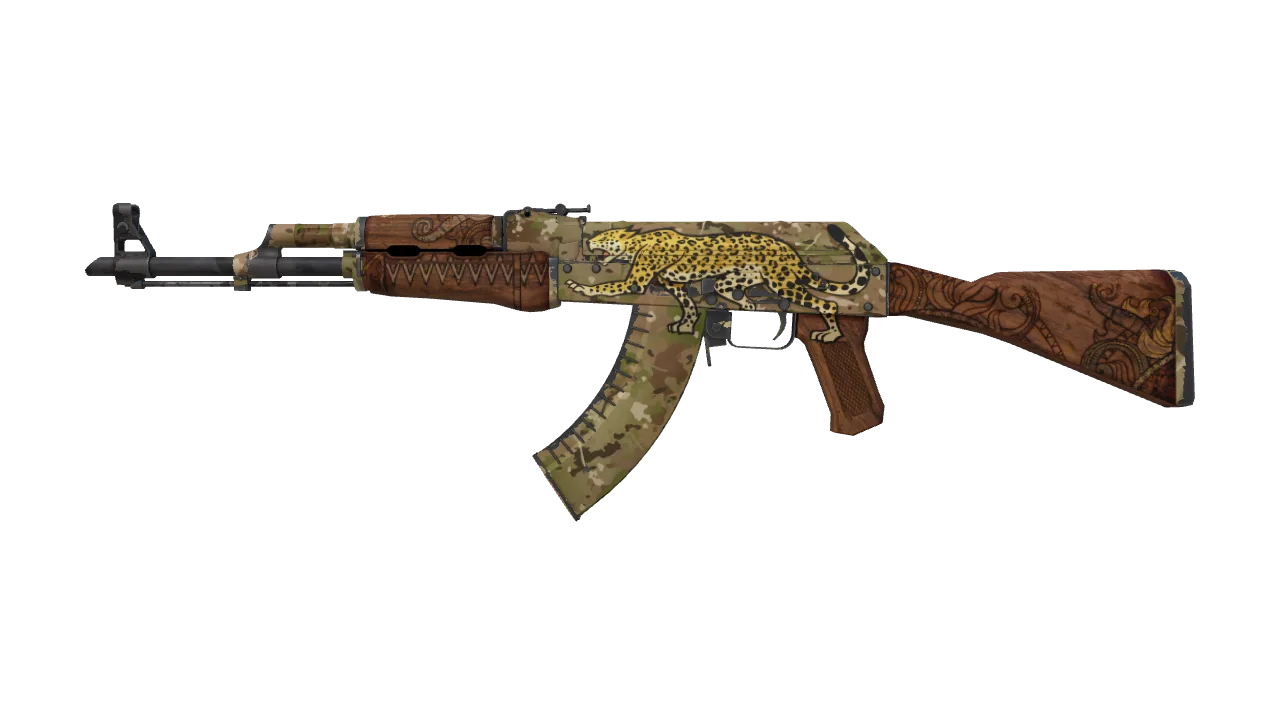AK-47 | Panthera onca (Well-Worn) — Dust II light, front