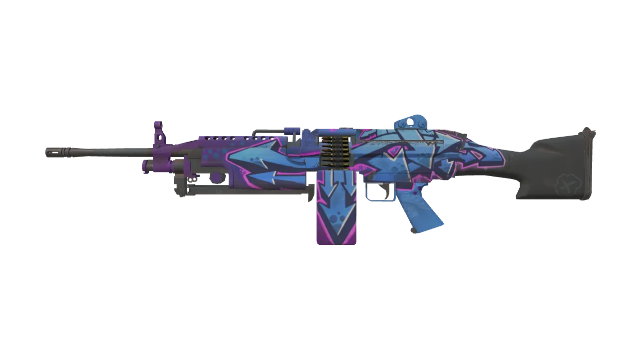 M249 | Downtown (Factory New) — Dust II light, front
