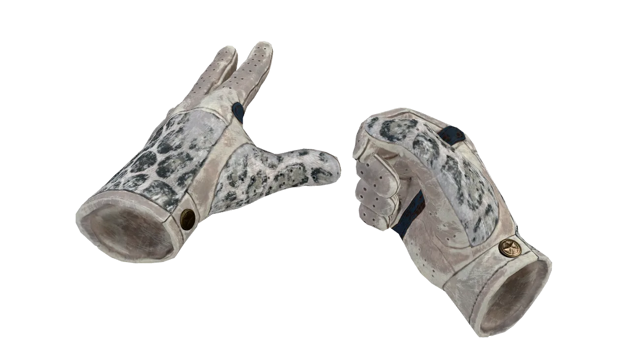 ★ Driver Gloves | Snow Leopard (Battle-Scarred) — Dust II light, front